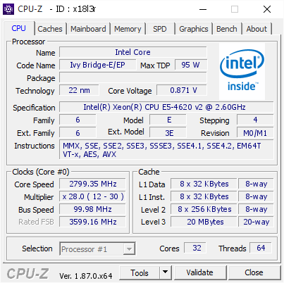 screenshot of CPU-Z validation for Dump [x18l3r] - Submitted by  WIN-0O2H2AK0PBF  - 2019-01-16 16:16:13
