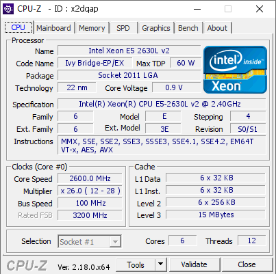 screenshot of CPU-Z validation for Dump [x2dqap] - Submitted by  Anonymous  - 2026-01-23 12:57:13