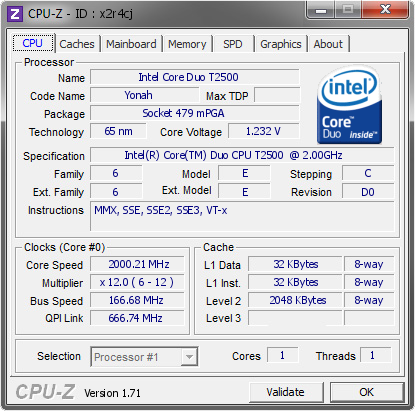 screenshot of CPU-Z validation for Dump [x2r4cj] - Submitted by  ARCADE  - 2015-02-05 13:02:41