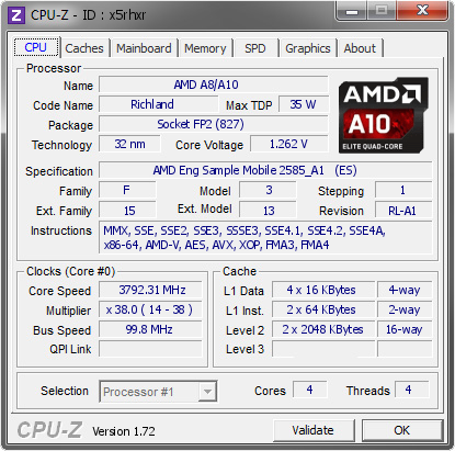 screenshot of CPU-Z validation for Dump [x5rhxr] - Submitted by  LUCAS  - 2015-06-08 00:06:47