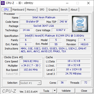 screenshot of CPU-Z validation for Dump [x8mtzy] - Submitted by  Anonymous  - 2022-10-13 21:31:55