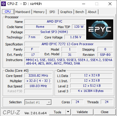 screenshot of CPU-Z validation for Dump [xa44dn] - Submitted by  Anonymous  - 2022-05-13 12:43:55