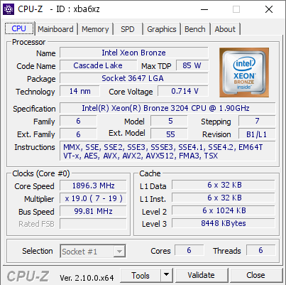 screenshot of CPU-Z validation for Dump [xba6xz] - Submitted by  DESKTOP-O78FEKB  - 2024-08-15 12:14:59