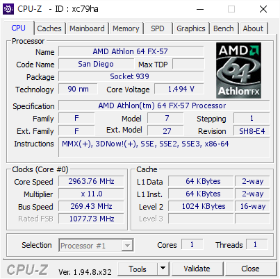 screenshot of CPU-Z validation for Dump [xc79ha] - Submitted by  stunned_guy  - 2020-11-22 19:29:15