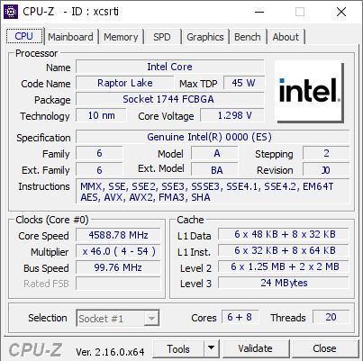 screenshot of CPU-Z validation for Dump [xcsrti] - Submitted by  Anonymous  - 2025-07-06 02:06:04