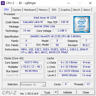 screenshot of CPU-Z validation for Dump [xg5mgw] - Submitted by  Anonymous  - 2021-03-29 08:56:29