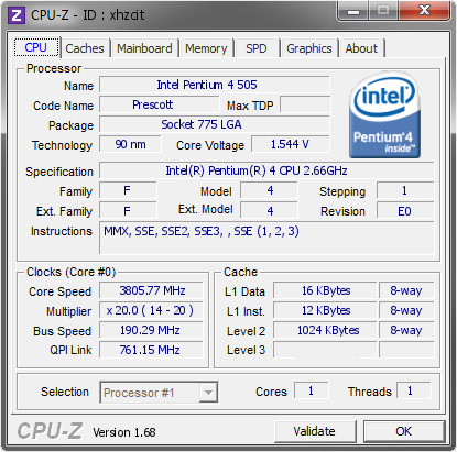 screenshot of CPU-Z validation for Dump [xhzcit] - Submitted by  PARADISE  - 2014-03-20 12:03:25