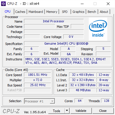 screenshot of CPU-Z validation for Dump [xikwi4] - Submitted by  WIN-FFDO9SED7I3  - 2021-02-18 23:40:28