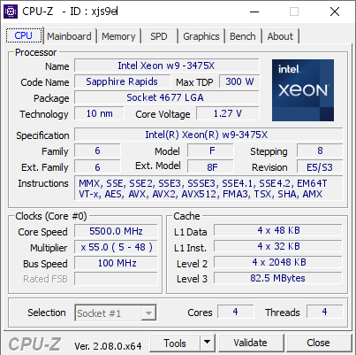 screenshot of CPU-Z validation for Dump [xjs9el] - Submitted by  SkyWalkerAMD  - 2024-03-20 07:26:11