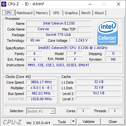 screenshot of CPU-Z validation for Dump [xklnmf] - Submitted by  Obijuan83  - 2022-04-29 22:57:48