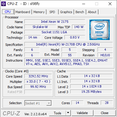 screenshot of CPU-Z validation for Dump [xl98fy] - Submitted by  Anonymous  - 2024-12-18 08:55:19