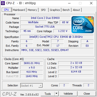 screenshot of CPU-Z validation for Dump [xm91pg] - Submitted by  klopcha  - 2023-03-14 02:45:25