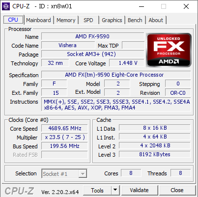 screenshot of CPU-Z validation for Dump [xn8w01] - Submitted by  ALEX  - 2026-10-15 19:38:21