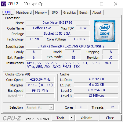 screenshot of CPU-Z validation for Dump [xp4s2p] - Submitted by  Anonymous  - 2026-04-05 04:58:52