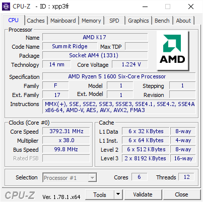 screenshot of CPU-Z validation for Dump [xpp3fr] - Submitted by  EVREN  - 2017-04-20 19:13:38
