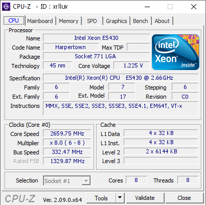 screenshot of CPU-Z validation for Dump [xrlluv] - Submitted by  WIN-EK4VOFJJ93B  - 2024-05-02 13:14:43