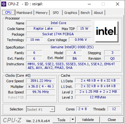 screenshot of CPU-Z validation for Dump [xsiqak] - Submitted by  X1YOGA  - 2026-05-07 07:06:42