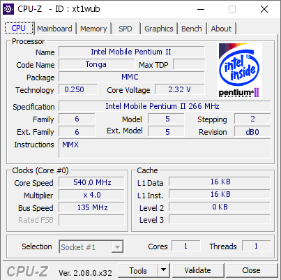 screenshot of CPU-Z validation for Dump [xt1wub] - Submitted by  R-998  - 2024-12-15 10:55:53