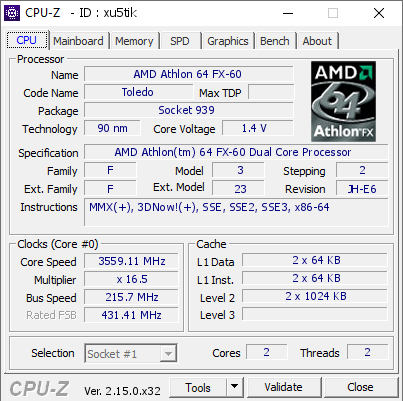 screenshot of CPU-Z validation for Dump [xu5tik] - Submitted by  Barbar0ssa  - 2026-05-25 12:44:30