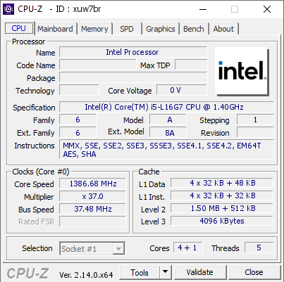 screenshot of CPU-Z validation for Dump [xuw7br] - Submitted by  Anonymous  - 2025-02-26 15:06:39