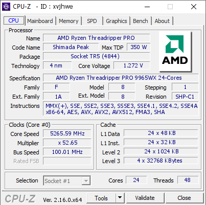 screenshot of CPU-Z validation for Dump [xvjhwe] - Submitted by  Anonymous  - 2025-10-18 18:36:58