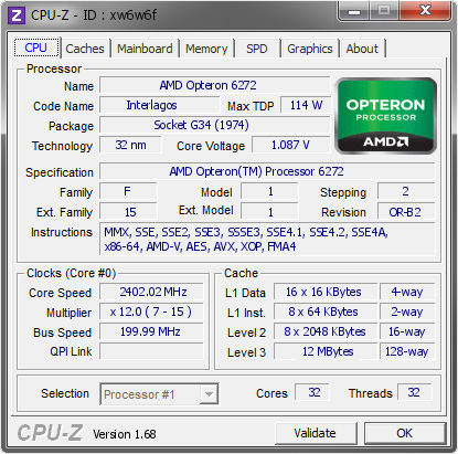 screenshot of CPU-Z validation for Dump [xw6w6f] - Submitted by  RAGNAROK  - 2014-02-27 21:02:06