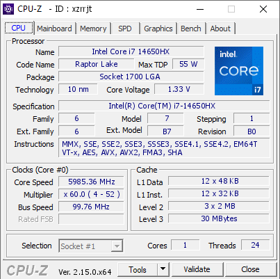 screenshot of CPU-Z validation for Dump [xzrrjt] - Submitted by  riceballs  - 2026-01-09 21:40:48