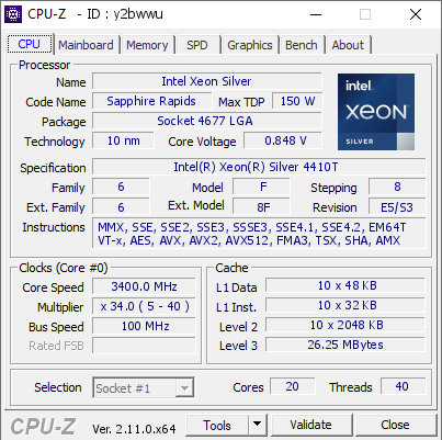 screenshot of CPU-Z validation for Dump [y2bwwu] - Submitted by  SSSS  - 2024-10-22 10:25:32