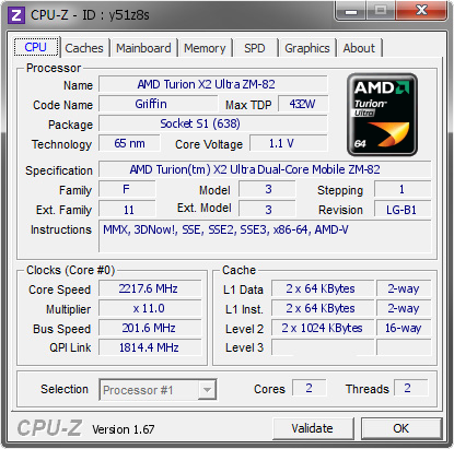 screenshot of CPU-Z validation for Dump [y51z8s] - Submitted by  SANDRO-PC  - 2013-12-07 18:12:51