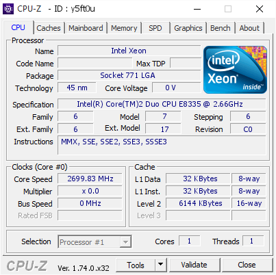 screenshot of CPU-Z validation for Dump [y5ft0u] - Submitted by  SHADOW_LITE_SP3  - 2015-11-03 14:26:59