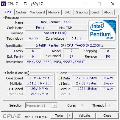 screenshot of CPU-Z validation for Dump [y62y17] - Submitted by  AS4315  - 2016-01-02 10:08:31