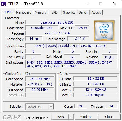 screenshot of CPU-Z validation for Dump [y639t8] - Submitted by  LITHIUM-SRV  - 2024-04-17 07:23:36