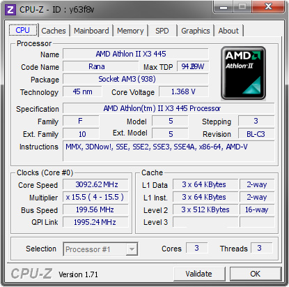 screenshot of CPU-Z validation for Dump [y63f8v] - Submitted by  NorthboundOcclusive  - 2015-01-21 05:01:09