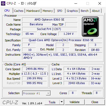 screenshot of CPU-Z validation for Dump [y91djf] - Submitted by  CYORO3262019-PC  - 2019-10-14 13:27:11