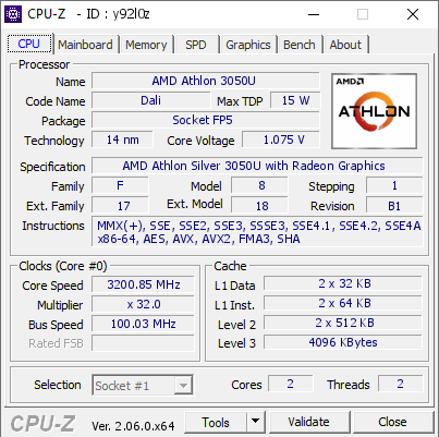 screenshot of CPU-Z validation for Dump [y92l0z] - Submitted by  Anonymous  - 2023-06-10 17:15:35