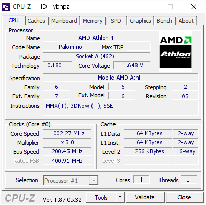 screenshot of CPU-Z validation for Dump [ybhpzi] - Submitted by  MeltedDuron  - 2019-01-07 12:29:27