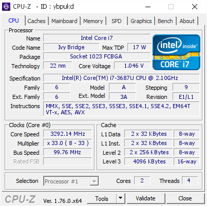 screenshot of CPU-Z validation for Dump [ybpukd] - Submitted by  FUJITSU-PC  - 2016-06-27 15:51:42