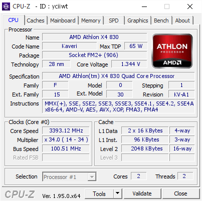 screenshot of CPU-Z validation for Dump [yciiwt] - Submitted by  COFFEECOMPUTER  - 2021-03-30 22:33:57