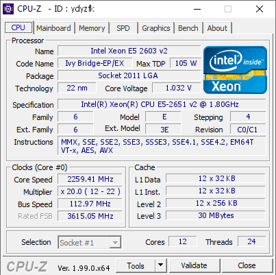 screenshot of CPU-Z validation for Dump [ydyzfk] - Submitted by  DESKTOP-9526NV8Ryxa  - 2022-01-12 23:20:46