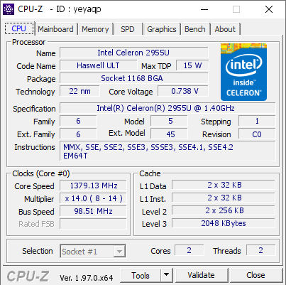 screenshot of CPU-Z validation for Dump [yeyaqp] - Submitted by  ARABIC  - 2021-09-27 11:43:42