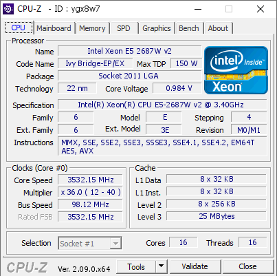 screenshot of CPU-Z validation for Dump [ygx8w7] - Submitted by  Anonymous  - 2024-03-19 13:07:55
