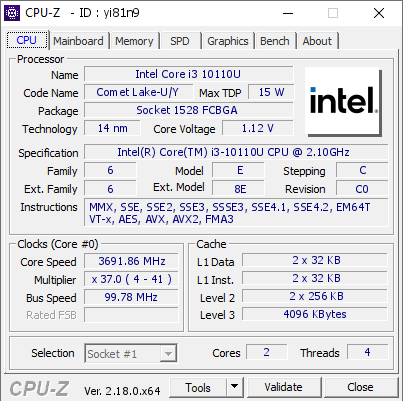 screenshot of CPU-Z validation for Dump [yi81n9] - Submitted by  Anonymous  - 2026-05-04 01:43:26