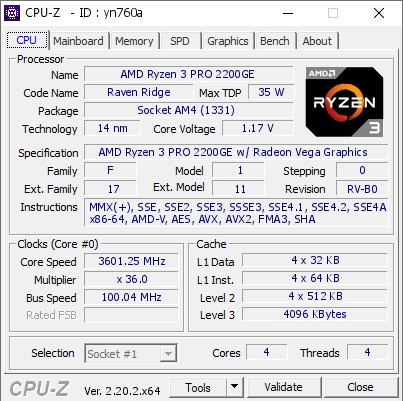 screenshot of CPU-Z validation for Dump [yn760a] - Submitted by  Anonymous  - 2026-06-27 04:16:54