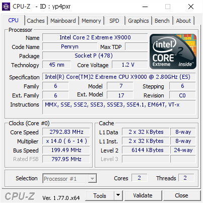 screenshot of CPU-Z validation for Dump [yp4pxr] - Submitted by  Anonymous  - 2016-09-22 00:18:04