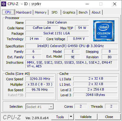 screenshot of CPU-Z validation for Dump [yrp6rr] - Submitted by  Anonymous  - 2024-04-06 03:27:16