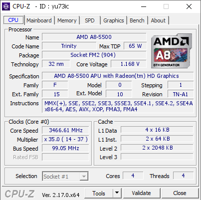 screenshot of CPU-Z validation for Dump [yu73ic] - Submitted by  DESKTOP-F1CMRB1  - 2025-10-14 21:42:55