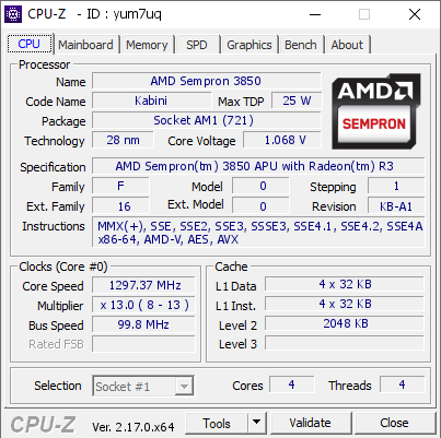 screenshot of CPU-Z validation for Dump [yum7uq] - Submitted by  Anonymous  - 2026-04-13 22:29:16