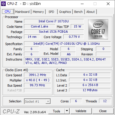 screenshot of CPU-Z validation for Dump [yzd1bn] - Submitted by  Anonymous  - 2024-02-19 21:07:29