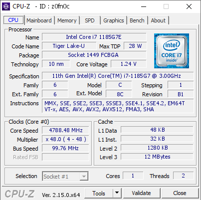 screenshot of CPU-Z validation for Dump [z0fn0c] - Submitted by  DESKTOP-F9K200U  - 2025-07-01 18:22:09