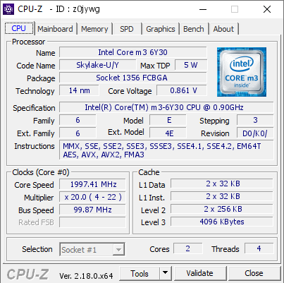 screenshot of CPU-Z validation for Dump [z0jywg] - Submitted by  DESKTOP-4359JP6  - 2026-05-16 13:48:58